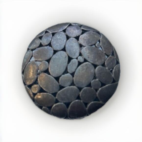 Pebble Dot Circular Necklace Pendant 925 Sterling Silver 1 1/8” - Picture 1 of 2